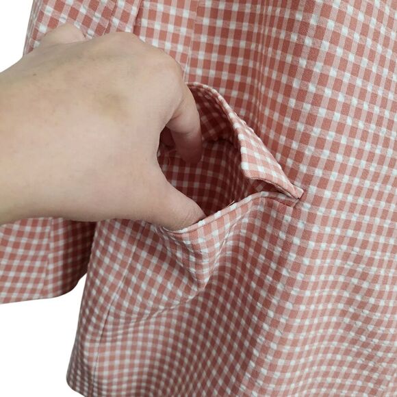 Zara Blazer Small Gingham Pink & White Jacket Bloggers Favorite Pockets Collared - Picture 5 of 10